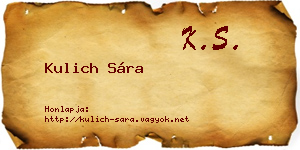 Kulich Sára névjegykártya